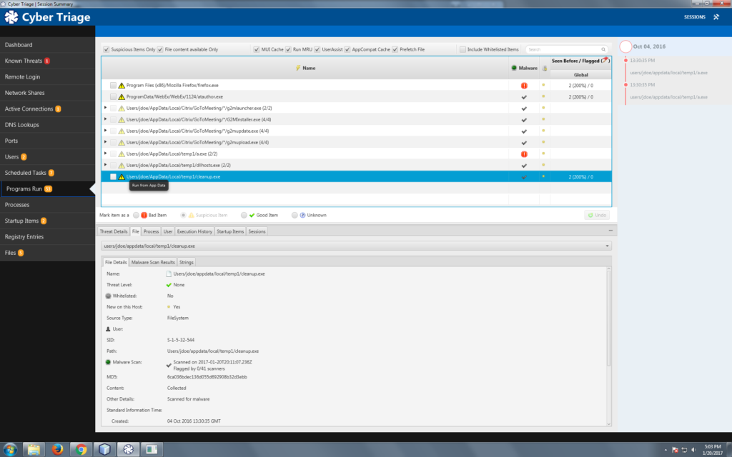 Cyber Triage 3.0.2 Release Notes Dashboard View