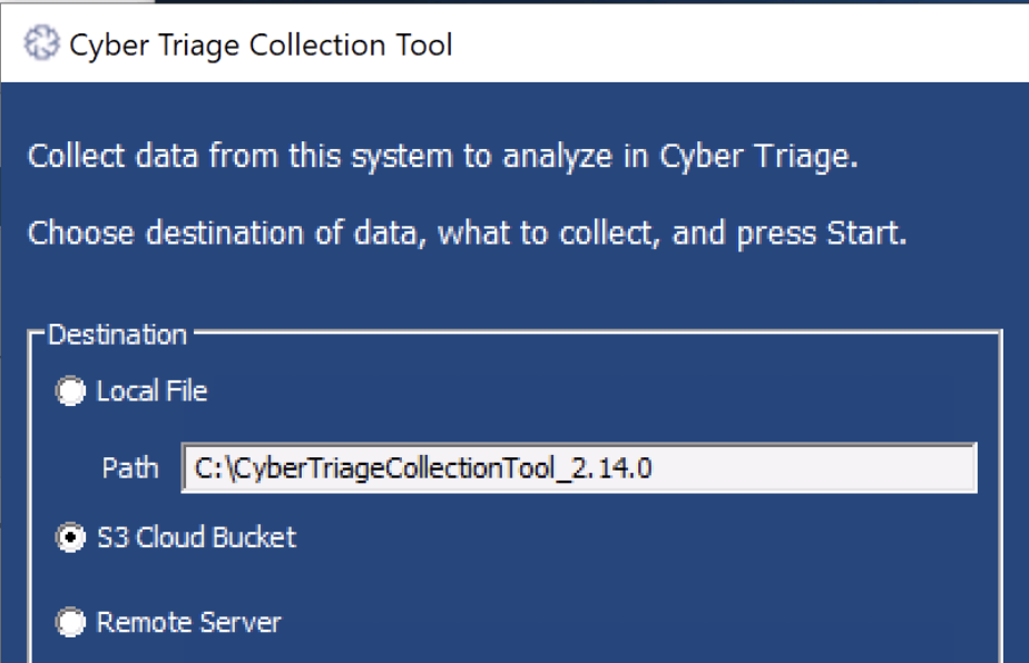 CT Collection Tool Settings
