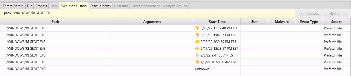 Execution History -Cyber Triage Lite