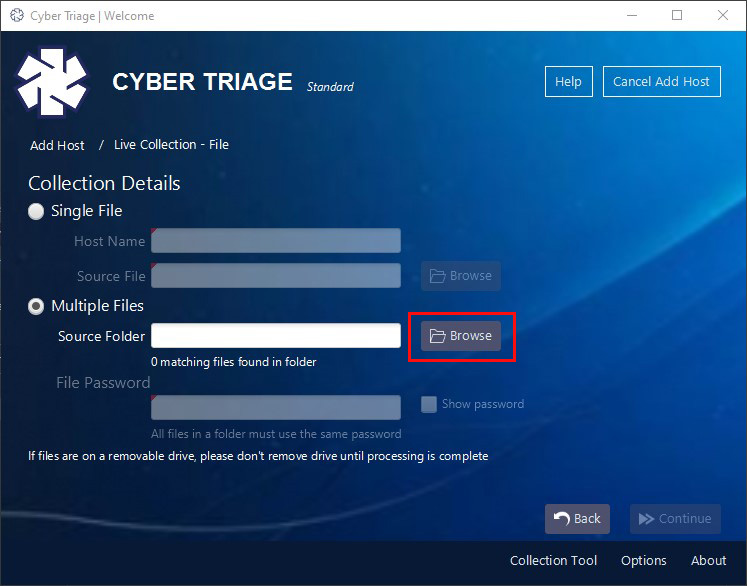 Add_Host_Panel- Cyber Triage