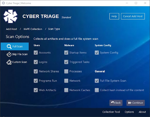 Digital Forensics Data Collection Types UI Cyber Triage