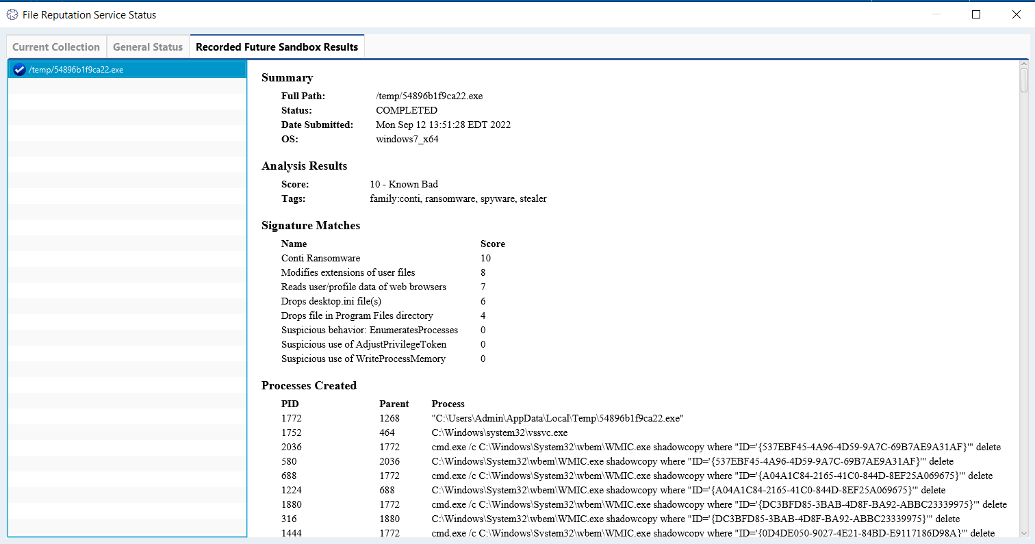 Cyber Triage 3.4.0 Release- Recorded Future Report Results