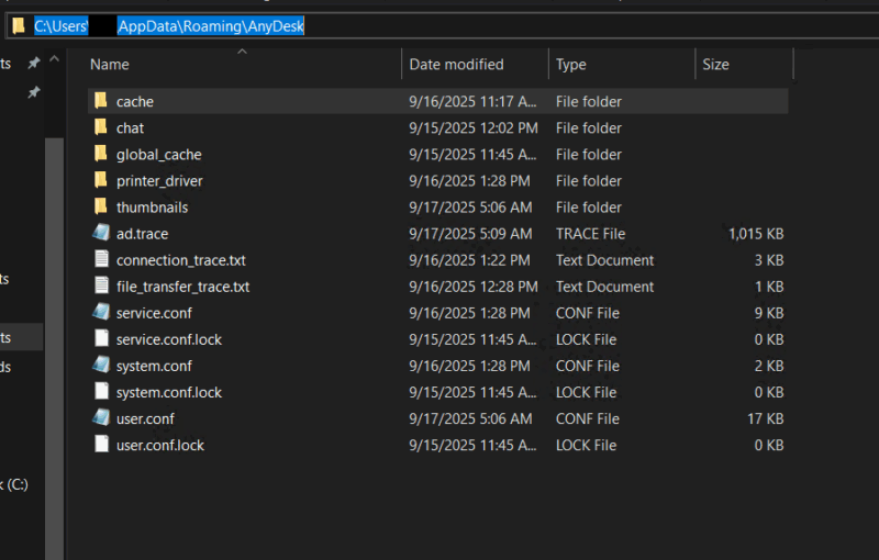 AnyDesk Data Folder