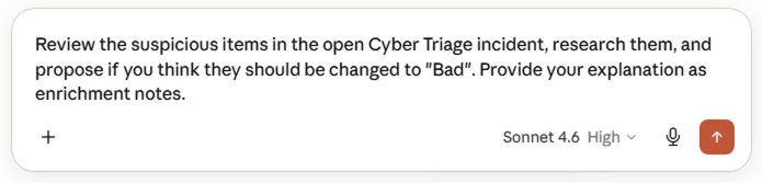 Example prompt that uses the enrichment note feature.