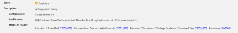  Example of AI justification given (also starting with “[AI]”) in the details. This is a new Cyber Triage 3.18 feature. 