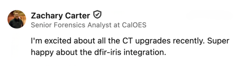 Community testimonial about Cyber Triage